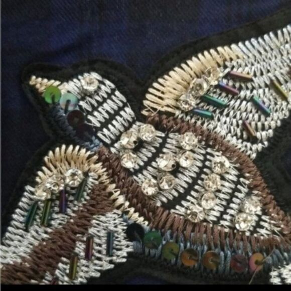 Sam Edelman Shirt Plaid Patch Embellished Plaid Sacket - Picture 11 of 12